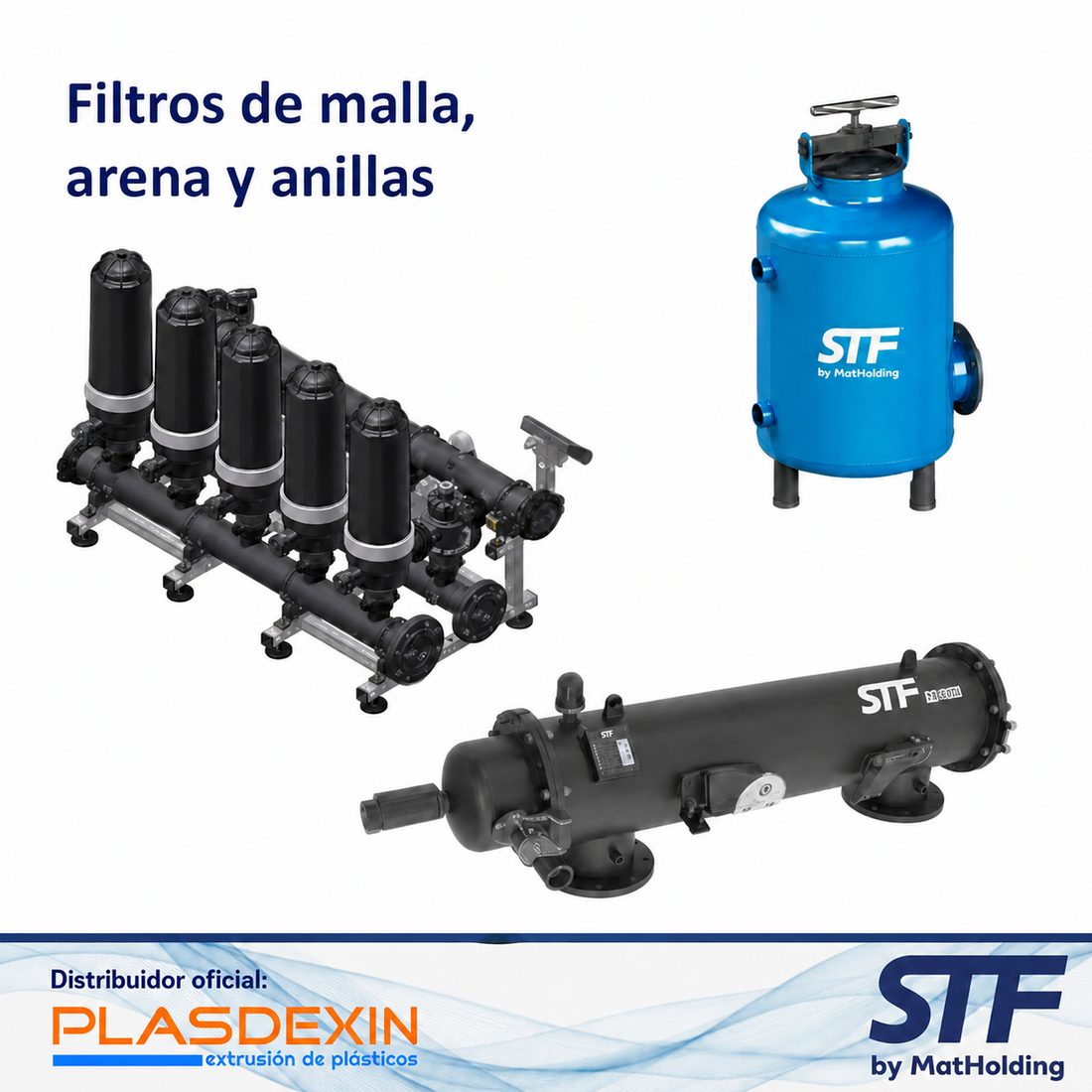 Filtros de malla, arena y anillas STF distribuidos por Plasdexin